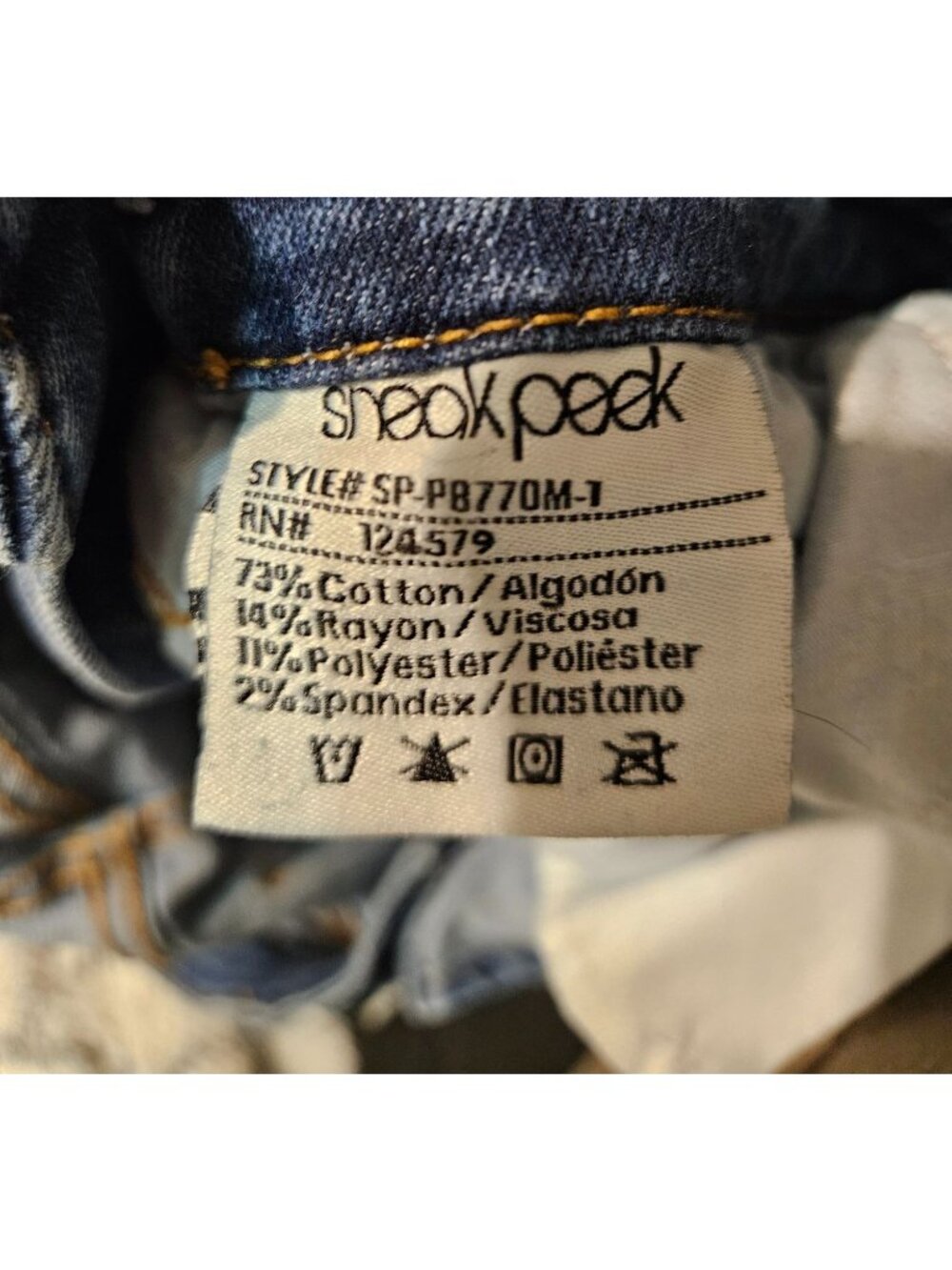 Sneak Peek Denim Distressed Skinny Overalls Stretchy Jeans Women Size L - Picture 10 of 10